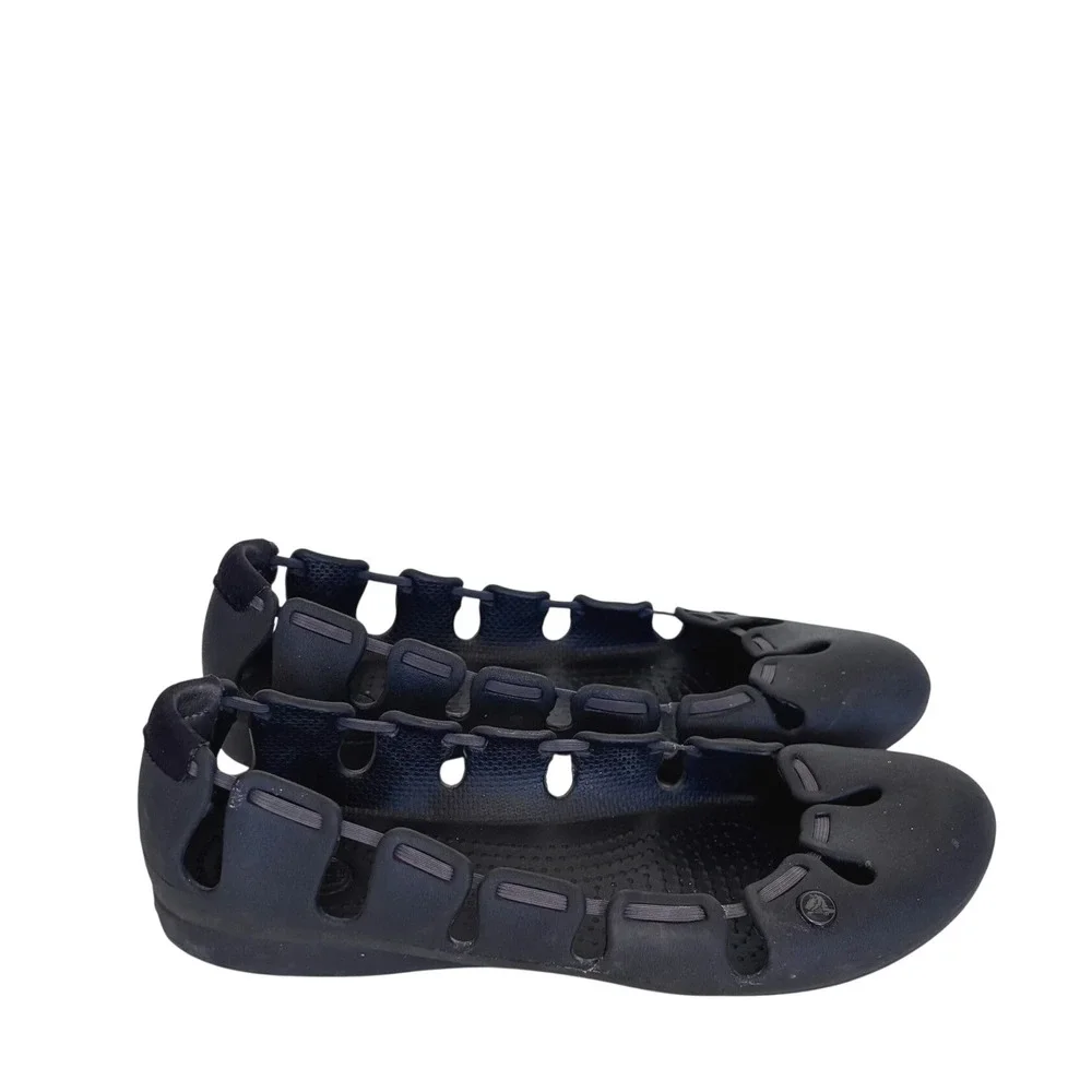Crocs Womens Springi Ballet Flat Shoes 8 Black Slip On Comfort Travel